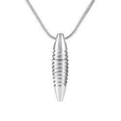 Necklace with bullet shaped pendant - memorial cremation ash holder - mini urn - openableNecklaces