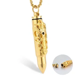 Bullet shaped pendant - double dragon pattern - with necklace - openableNecklaces