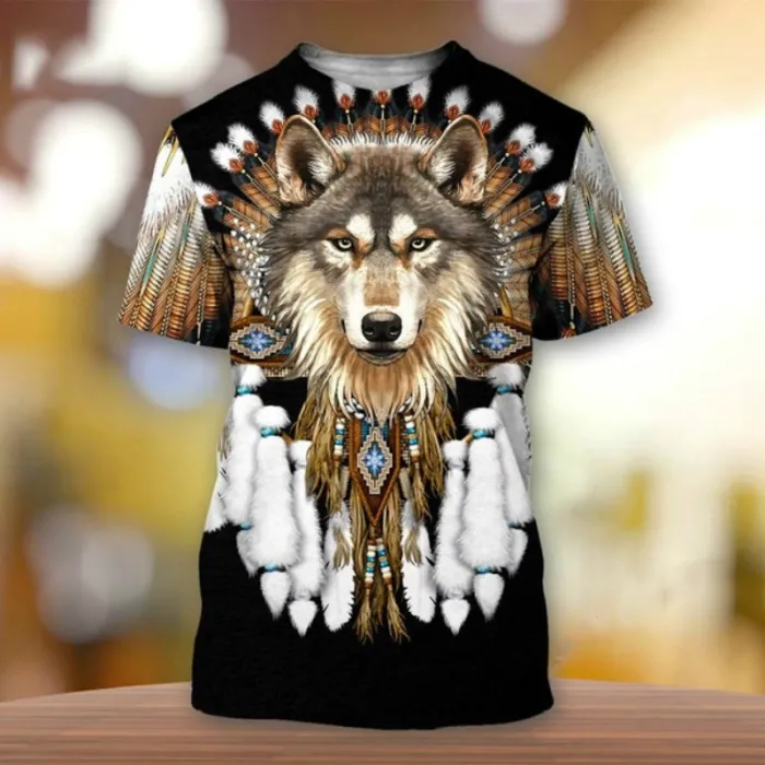 T-shirt manches courtes classique - esprit bohème - motifs indiens imprimés en 3D
