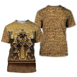 T-shirt imprimé en 3D - manches courtes - mystérieuse piramide - totem égyptien