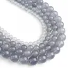 Pierre naturelle - jades de calcédoine de glace grise - perles rondes en vrac - pour la fabrication de bijoux