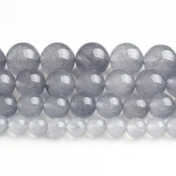 Natural stone - grey ice chalcedony jades - loose round beads - for jewelry makingMen's Jewellery