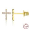 Petites boucles d'oreilles clous - avec zircon - géométrique / croix / étoile - argent sterling 925