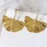 Boucles d'oreilles dorées en forme de feuilles - métal