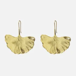 Boucles d'oreilles dorées en forme de feuilles - métal