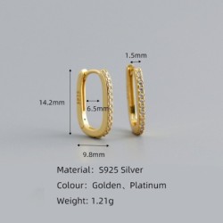 Fashionable geometric earrings - with zircon - 925 sterling silverEarrings