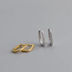 Boucles d'oreilles géométriques à la mode - avec zircon - argent sterling 925