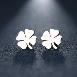 Boucles d'oreilles clous trèfle à quatre feuilles - or / argent