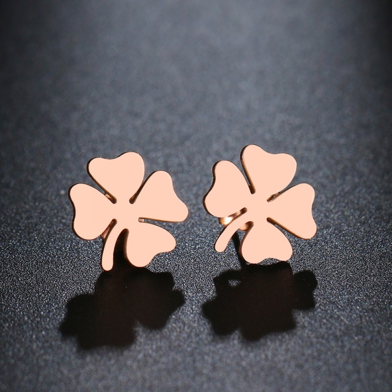 Four leaf clover stud earrings - gold / silverEarrings