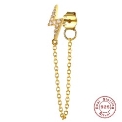Fashionable stud earring - gold / silver - with chain - 925 sterling silver - 1 pieceEarrings