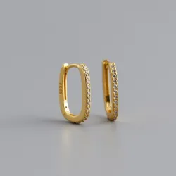Boucles d'oreilles géométriques à la mode - avec zircon - argent sterling 925