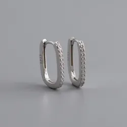 Boucles d'oreilles géométriques à la mode - avec zircon - argent sterling 925