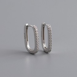 Fashionable geometric earrings - with zircon - 925 sterling silverEarrings