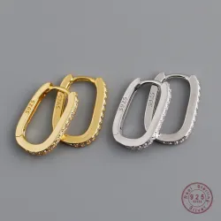 Boucles d'oreilles géométriques à la mode - avec zircon - argent sterling 925
