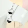Boucles d'oreilles élégantes avec longue chaîne / pendentif rond - argent sterling 925