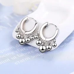 Boucles d'oreilles rondes or / argent avec perles - argent sterling 925
