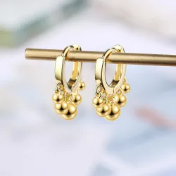 Boucles d'oreilles rondes or / argent avec perles - argent sterling 925