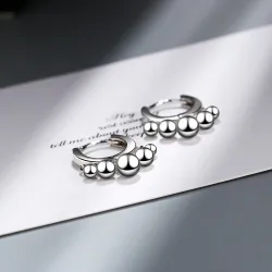 Boucles d'oreilles rondes or / argent avec perles - argent sterling 925