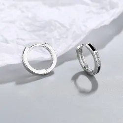 Boucles d'oreilles rondes avec opale noire / cristaux - argent sterling 925