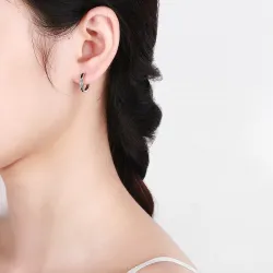 Boucles d'oreilles rondes avec opale noire / cristaux - argent sterling 925