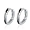 Boucles d'oreilles rondes avec opale noire / cristaux - argent sterling 925