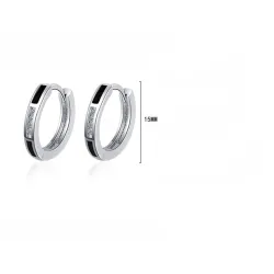 Boucles d'oreilles rondes avec opale noire / cristaux - argent sterling 925