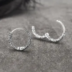 Boucles d'oreilles rondes vintage avec motif serpent - Argent 925