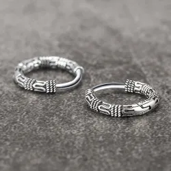 Vintage round earrings with snake pattern - 925 sterling silverEarrings