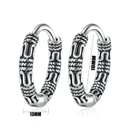 Vintage round earrings with snake pattern - 925 sterling silverEarrings