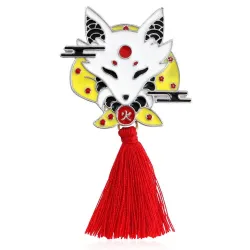 Broche vintage à pompons - lapin / renard