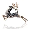Broche tendance avec cerf en cristal noir