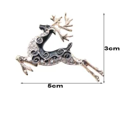Broche tendance avec cerf en cristal noir