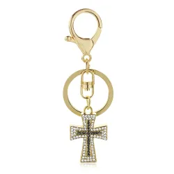 Porte-clés avec une croix en cristal