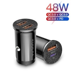 Mini - chargeur de voiture double USB - charge rapide - type-C - 48W - QC3.0 PD3.0