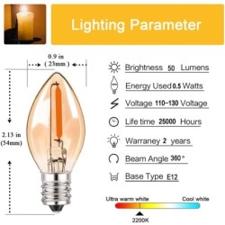 C7 - mini ampoule veilleuse LED - type bougie - verre ambré - E12 / E14 - 0,5W