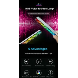 Tube coloré RVB - bande LED - USB - Bluetooth - lampe rythme voix/musique