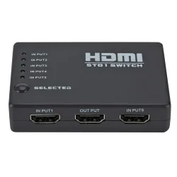 5 in / 1 out - HDMI switcher - splitter - HUB - avec télécommande IR - 1080P - pour HDTV DVD BOX
