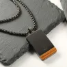Natural black tiger eye stone pendant - with chain - stainless steelNecklaces