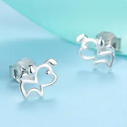 Small dog shaped earrings - 925 sterling silverEarrings
