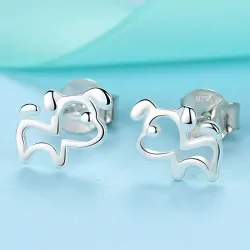 Boucles d'oreilles en forme de petit chien - argent sterling 925