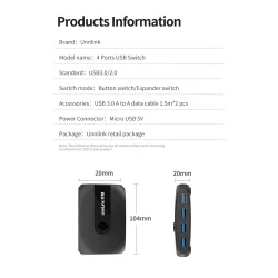 Commutateur KVM - USB 2.0 / 3.0 - pour Windows 10 / PC / clavier / souris / imprimante - partage / appairage