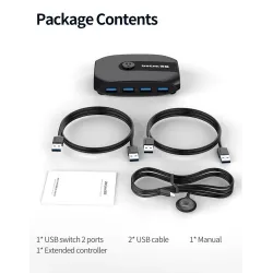 Commutateur KVM - USB 2.0 / 3.0 - pour Windows 10 / PC / clavier / souris / imprimante - partage / appairage