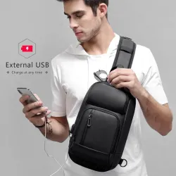 Sac à bandoulière pour ordinateur portable à la mode - sac à dos avec port de chargement USB - étanche