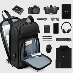 Sac à bandoulière pour ordinateur portable à la mode - sac à dos avec port de chargement USB - étanche