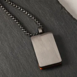 Natural black tiger eye stone pendant - with chain - stainless steelNecklaces