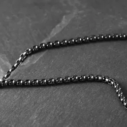 Natural black tiger eye stone pendant - with chain - stainless steelNecklaces