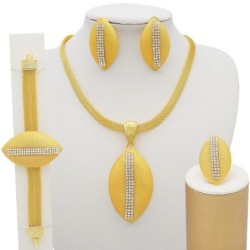 Ensemble de bijoux dorés luxueux - collier - boucles d'oreilles / bracelet / bague - style africain