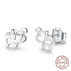 Boucles d'oreilles en forme de petit chien - argent sterling 925