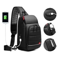 Sac à bandoulière multifonction - sac à dos pour ordinateur portable 9,7" - avec port de chargement USB - étanche