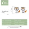 Boucles d'oreilles avec renard en cristal orange - argent sterling 925